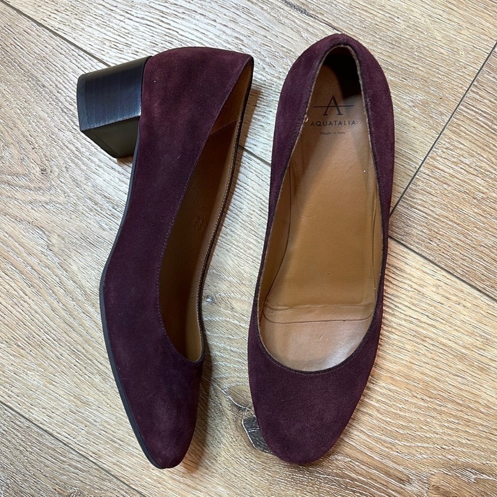 Aquatalia Vera Oxblood Suede Pumps Size 6.5